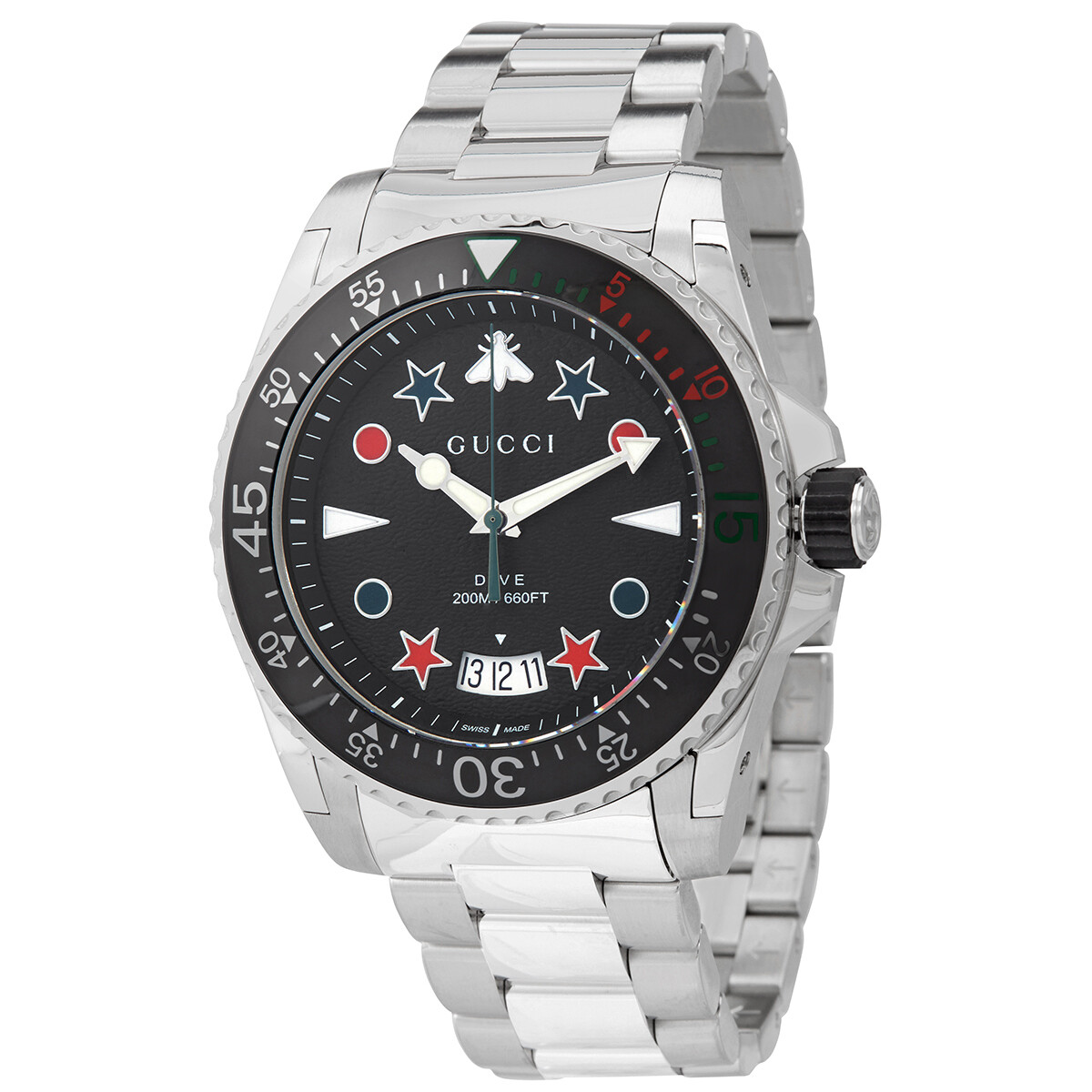 Gucci G-Timeless Black Dial Black Leather Ladies Watch
