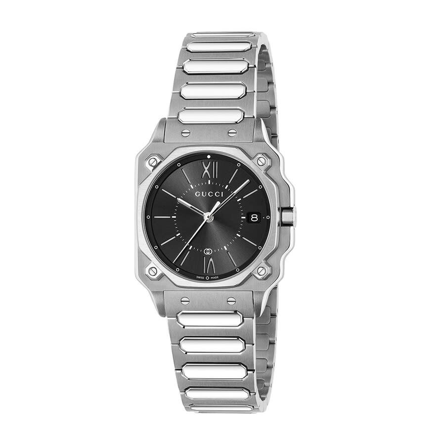Gucci G-Flat Quartz Black Dial Ladies Watch YA166505