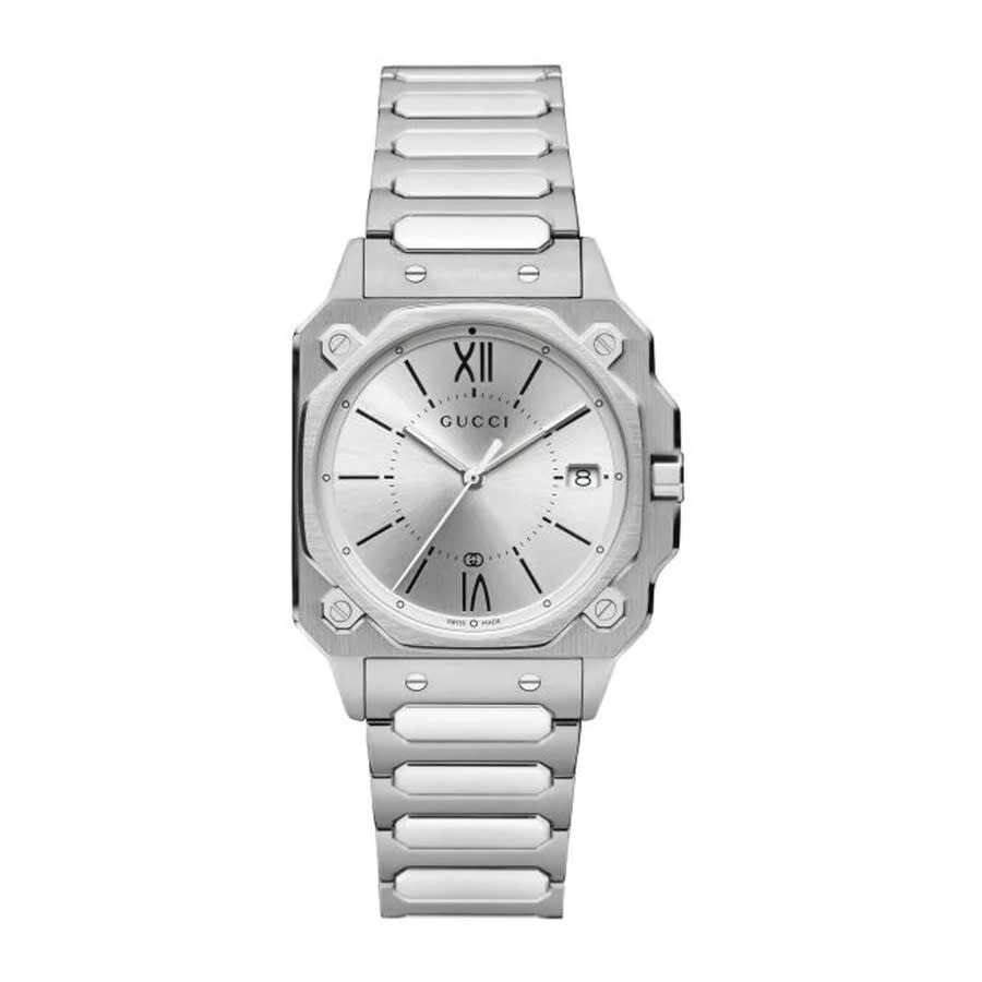 Gucci G-Flat Quartz Silver Dial Ladies Watch YA166504