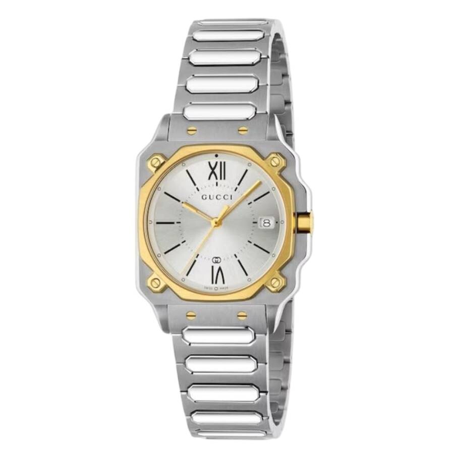 Gucci G-Flat Quartz Silver Dial Ladies Watch YA166506