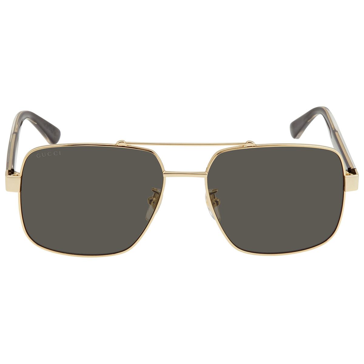 Gucci Gold with Blue Logo Mirror Pilot Men's Sunglasses