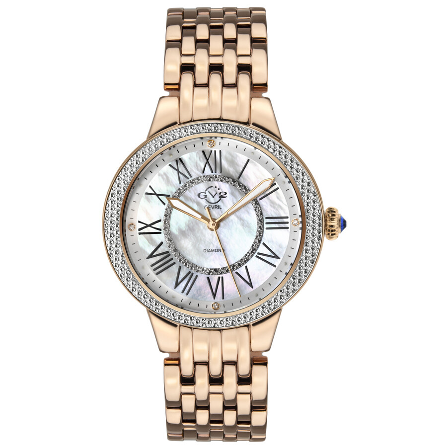 GV2 by Gevril Astor II Quartz  Mother of Pearl Dial Diamond Ladies Watch 9141