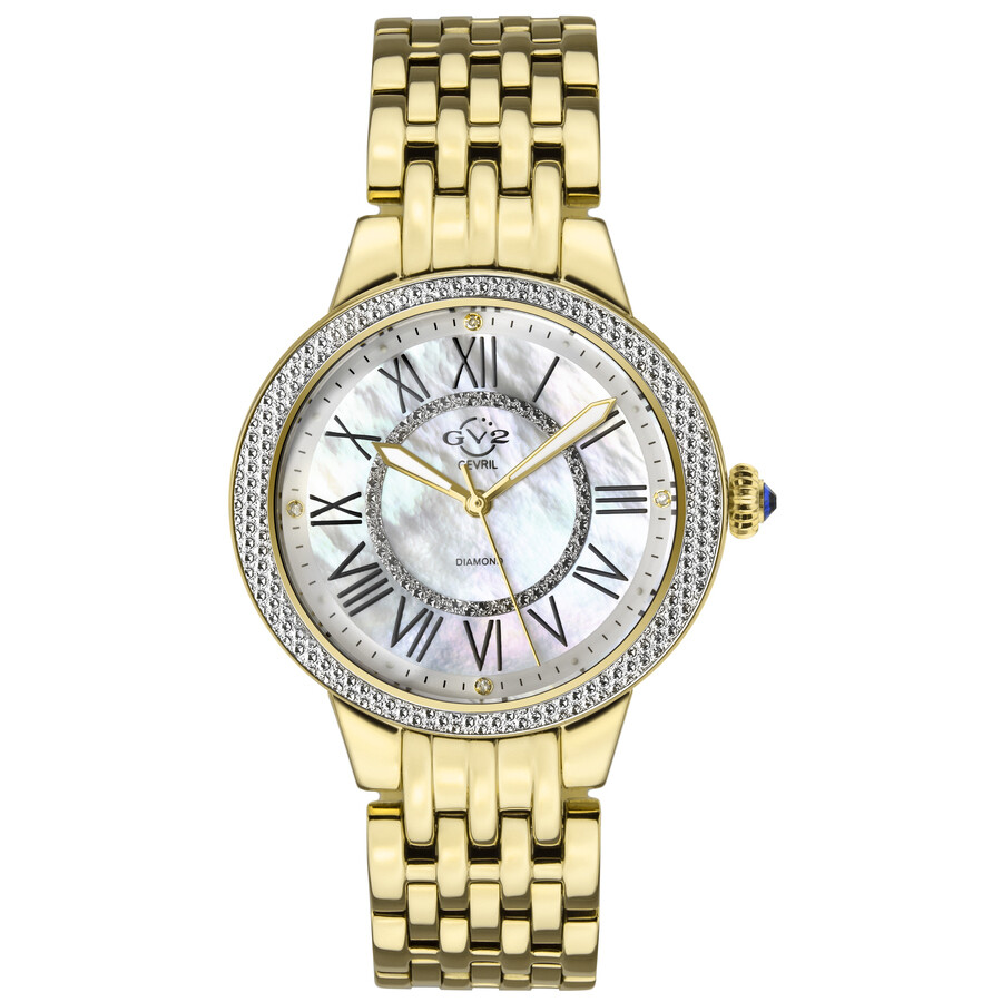 GV2 by Gevril Astor II Quartz Mother of Pearl Dial Diamond Ladies Watch 9142