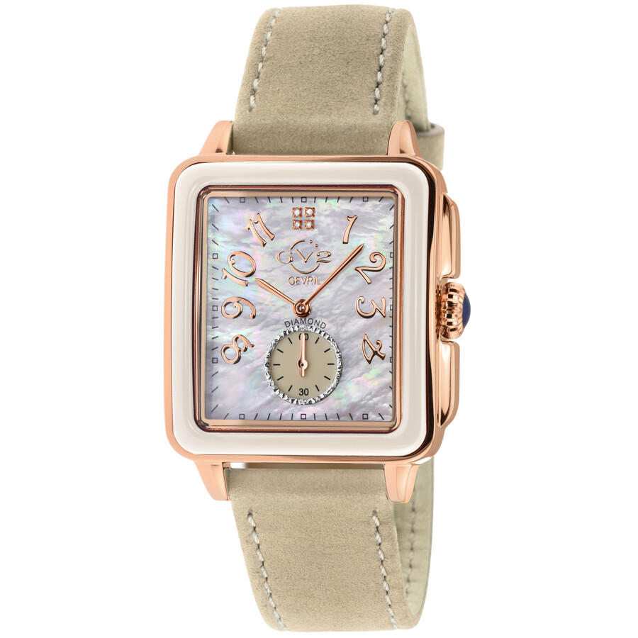GV2 by Gevril Bari Enamel Diamond Mother of Pearl Dial Ladies Watch 9262