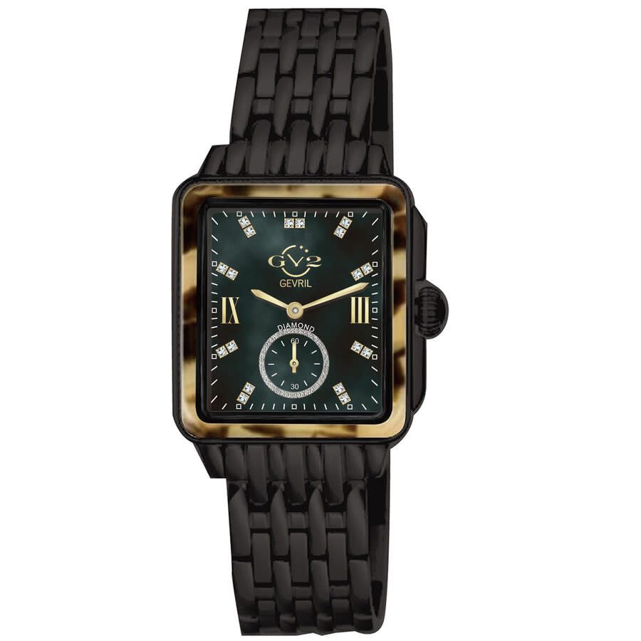 GV2 by Gevril Bari Tortoise Diamond Mother of Pearl Dial Ladies Watch 9243B