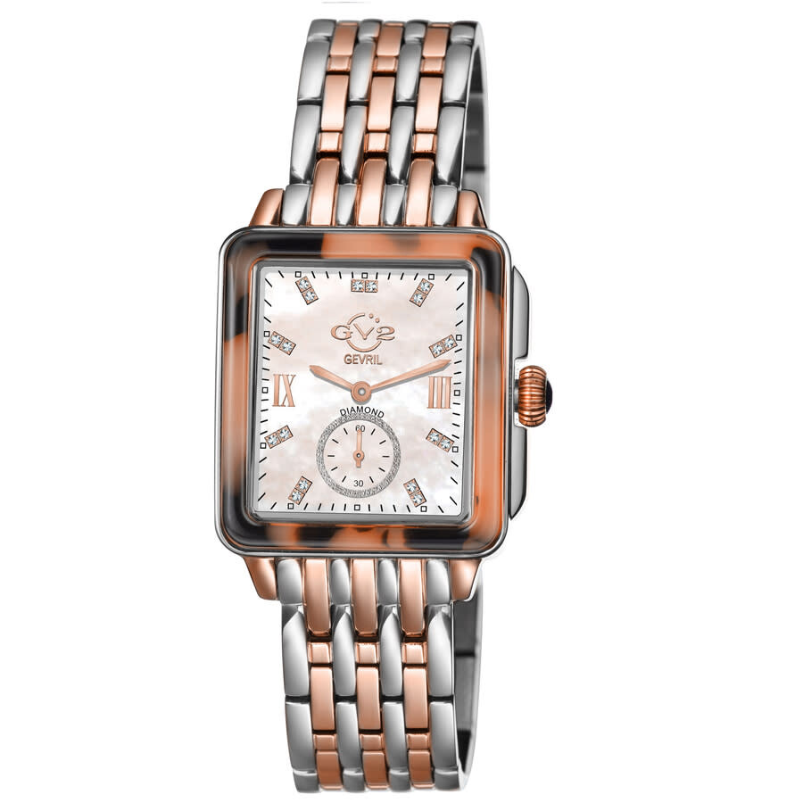 GV2 by Gevril Bari Tortoise Diamond Mother of Pearl Dial Ladies Watch 9248B