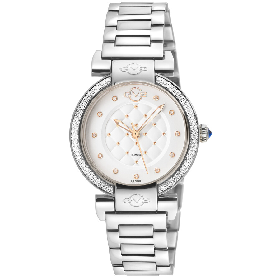GV2 by Gevril Berletta Quartz Diamond White Dial Ladies Watch 1540B