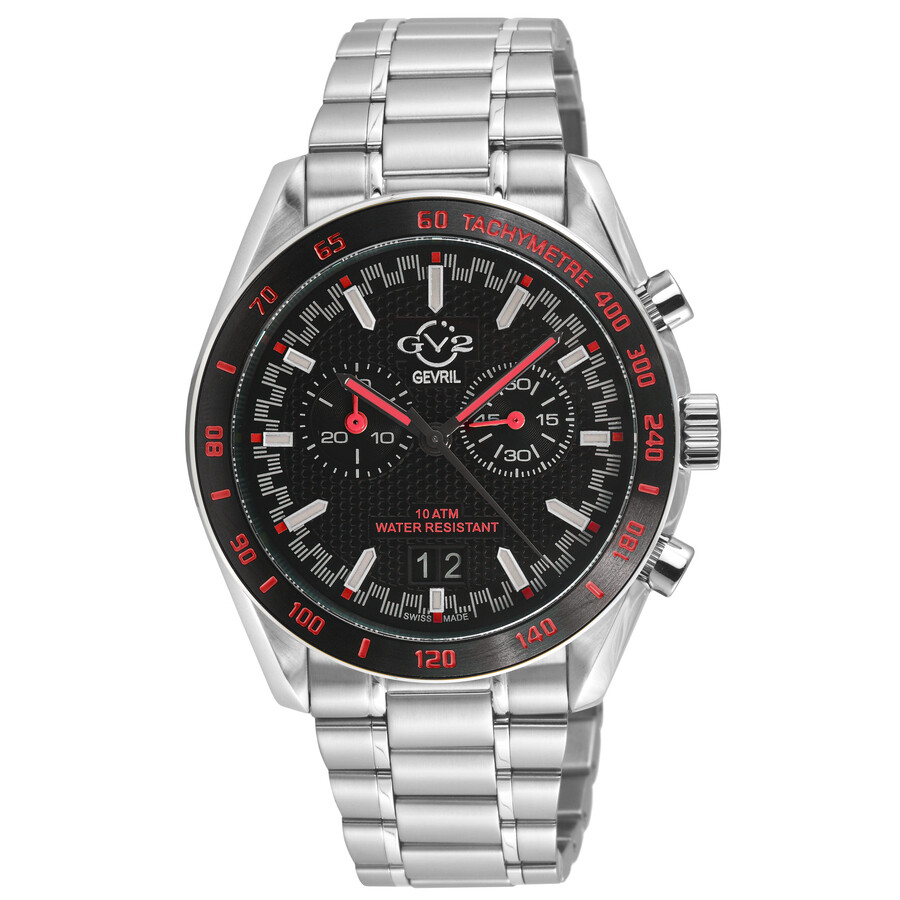 GV2 by Gevril Freccia Chronograph Quartz Black Dial Men's Watch 42900B