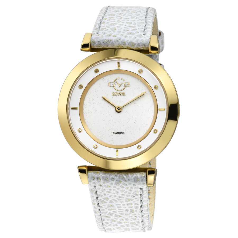 GV2 by Gevril Lombardy Quartz Diamond White Dial Ladies Watch 14401