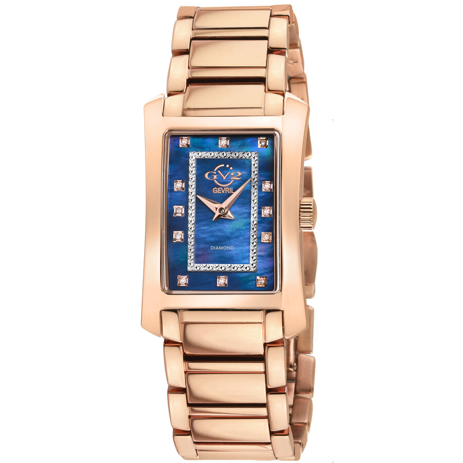 GV2 by Gevril Luino Diamond Blue Dial Ladies Watch 14605B