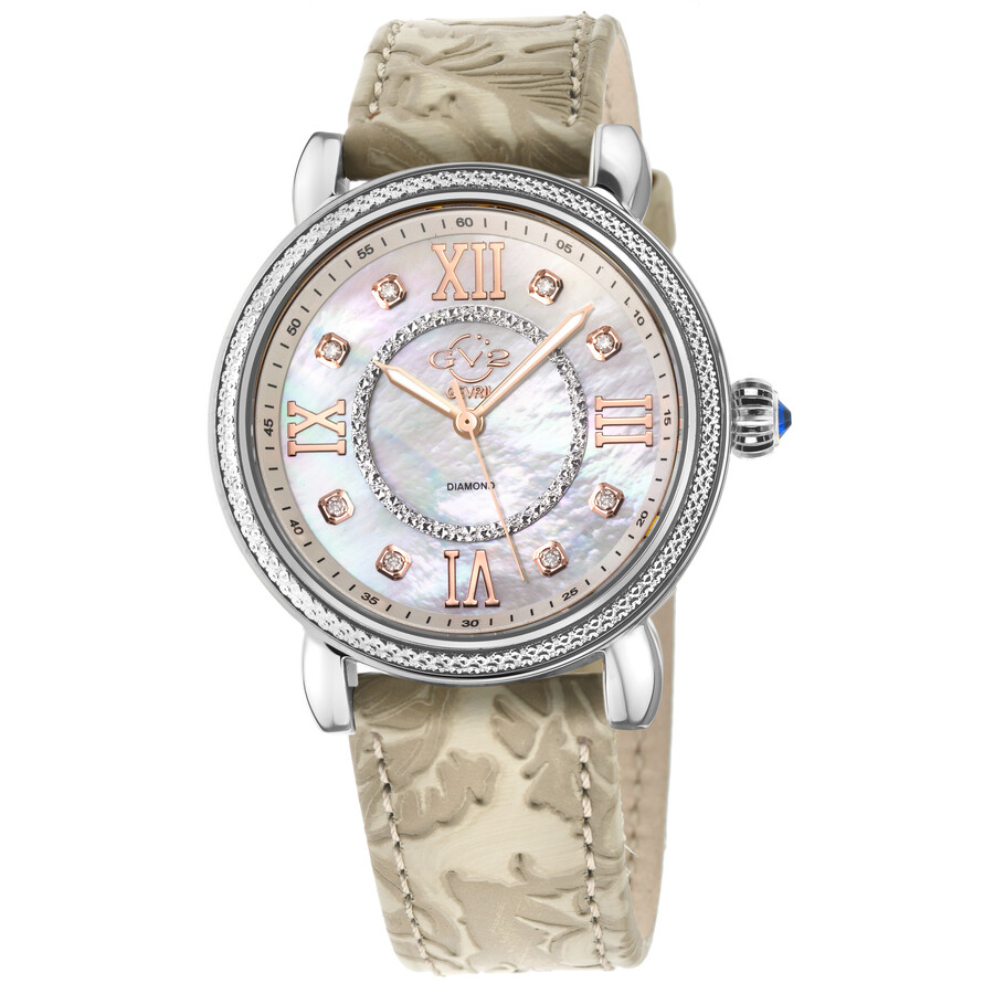 GV2 by Gevril Marsala Diamond Mother of Pearl Dial Ladies Watch 9860