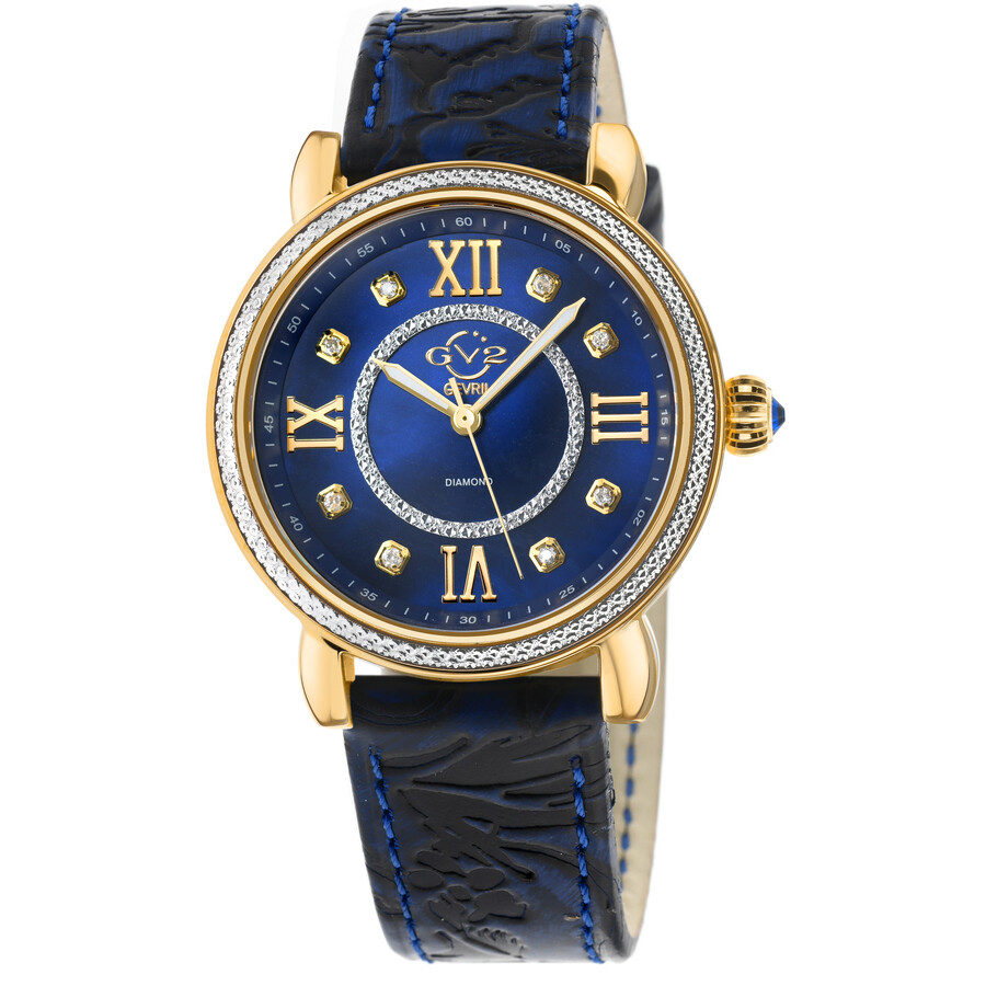 GV2 by Gevril Marsala Diamond Mother of Pearl Dial Ladies Watch 9862