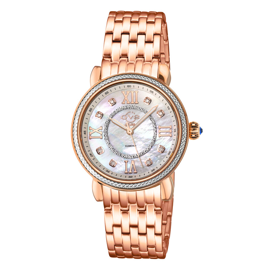 GV2 by Gevril Marsala Diamond Mother of Pearl Dial Ladies Watch 9863B