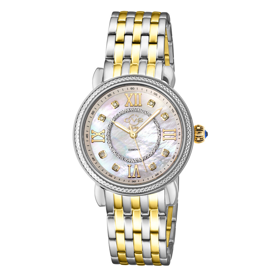 GV2 by Gevril Marsala Diamond Mother of Pearl Dial Ladies Watch 9864B