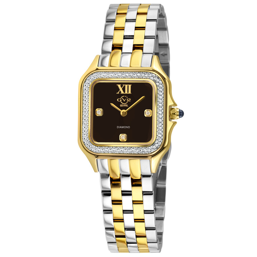 GV2 by Gevril Milan Quartz Diamond Black Dial Ladies Watch 121434B