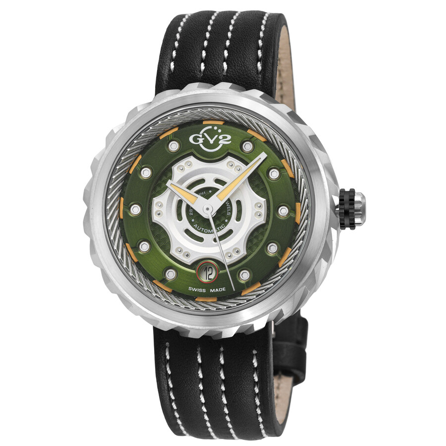 GV2 by Gevril Motorcycle Green Dial Men's Watch 13202