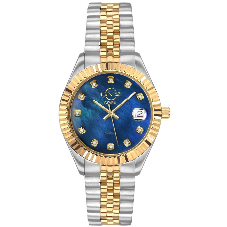 GV2 by Gevril Naples Diamond Mother of Pearl Dial Ladies Watch 12406