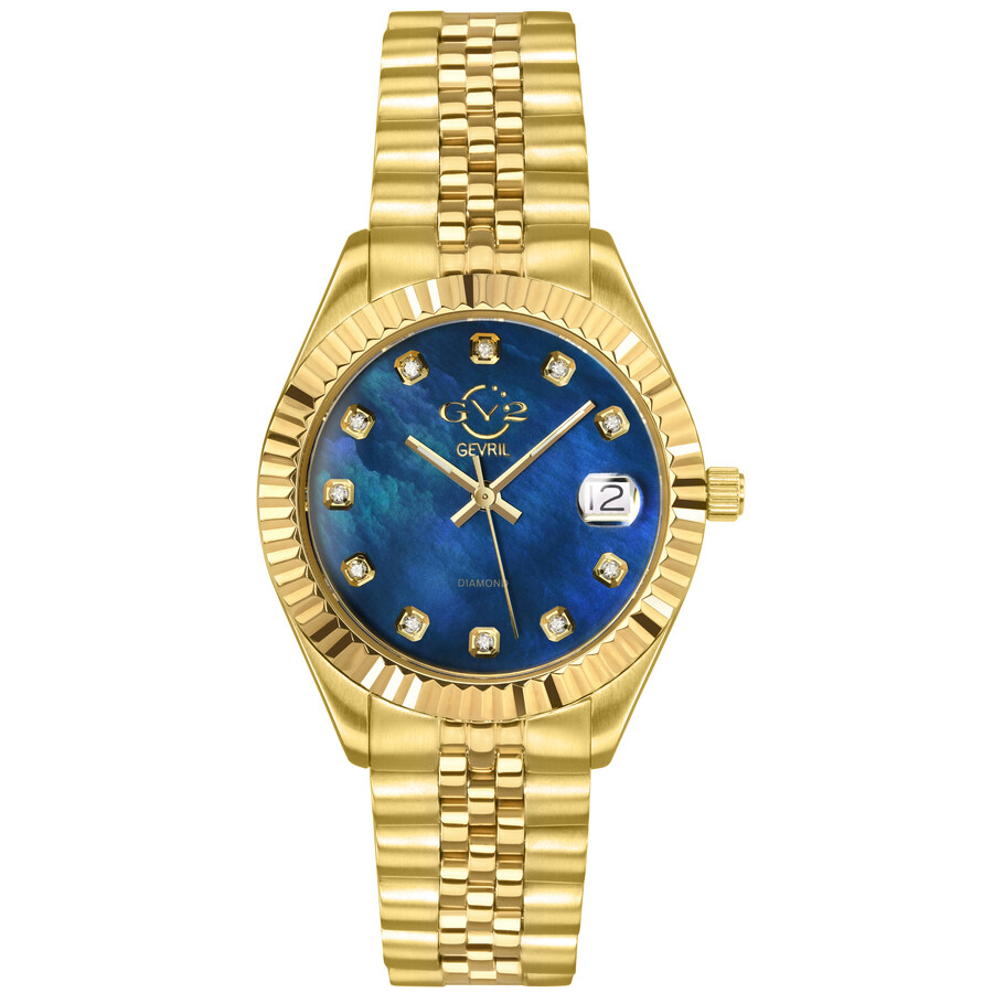 GV2 by Gevril Naples Diamond Mother of Pearl Dial Ladies Watch 12410