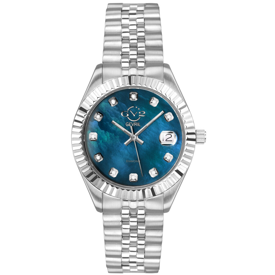 GV2 by Gevril Naples Quartz Diamond Mother of Pearl Dial Ladies Watch 12409