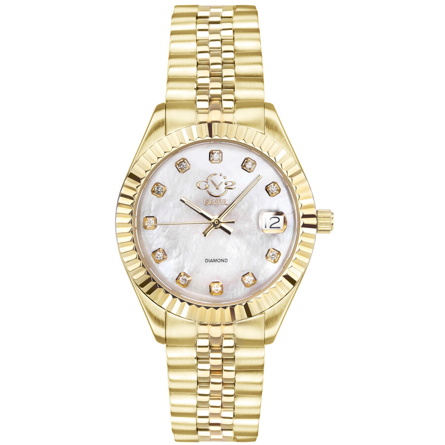 GV2 by Gevril Naples Quartz White Dial Ladies Watch 12402