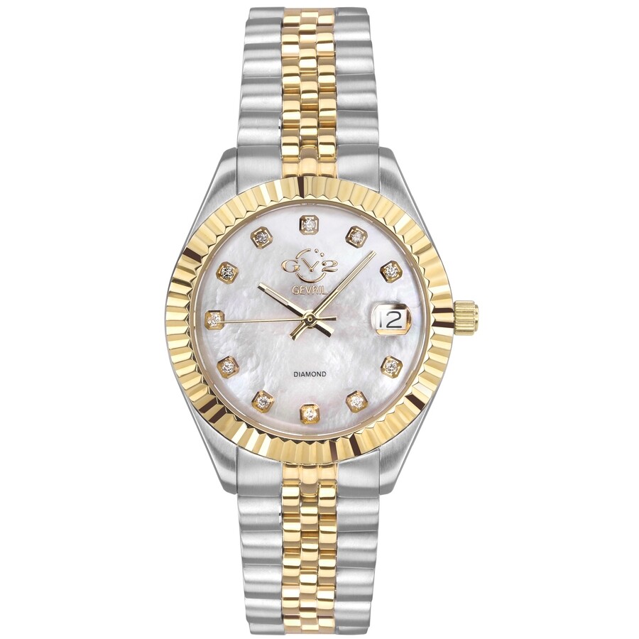 GV2 by Gevril Naples Quartz White Dial Two-tone Ladies Watch 12404
