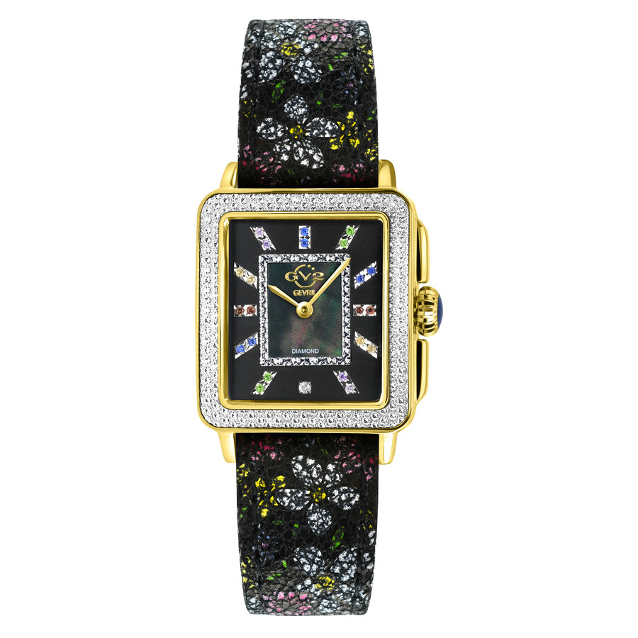 GV2 by Gevril Padova Gemstone Floral Diamond Mother of Pearl Dial Ladies Watch 12338F