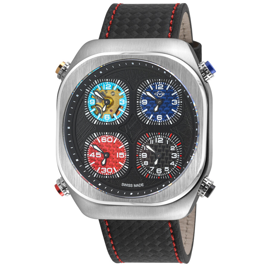 GV2 by Gevril Quattro Quartz Black Dial Men's Watch 43400