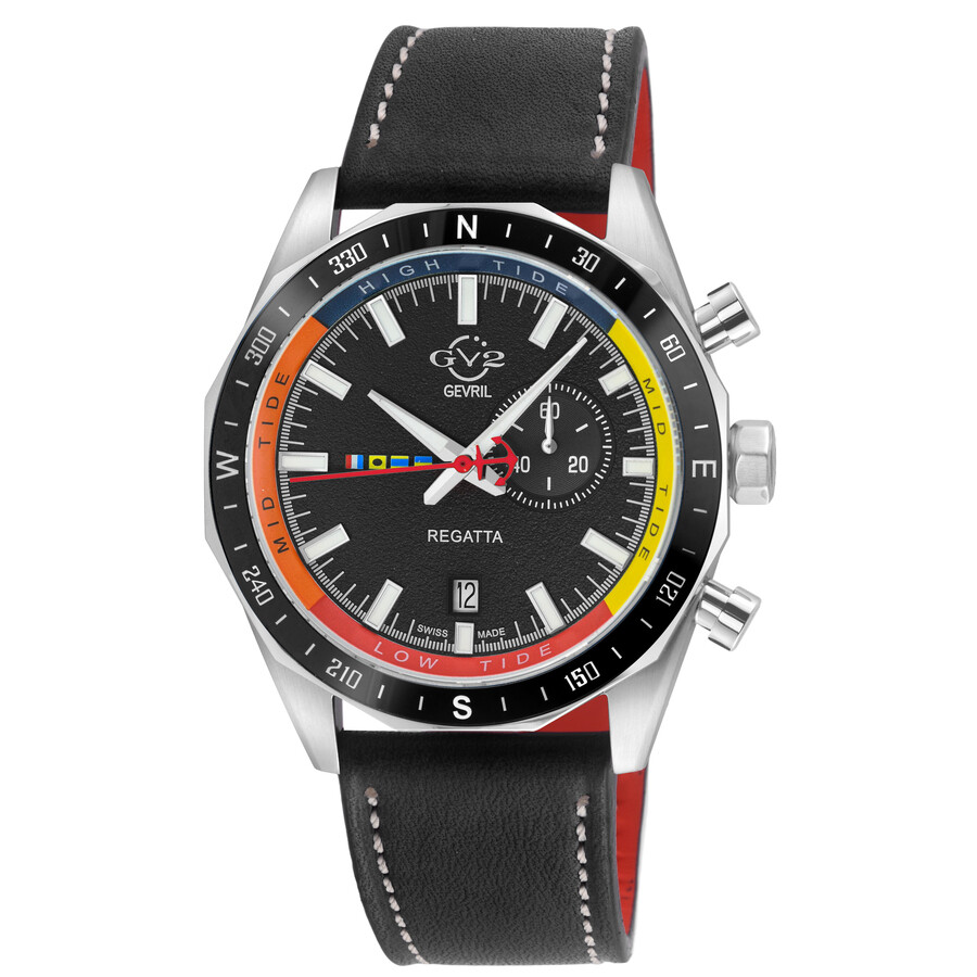 GV2 by Gevril Regatta Quartz Black Dial Men's Watch 42700