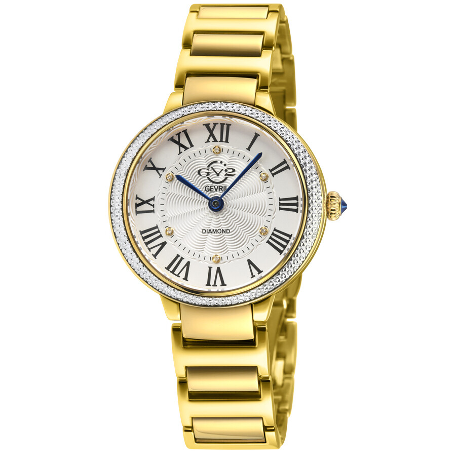 GV2 by Gevril Rome Brillante Quartz White Dial Ladies Watch 122102B