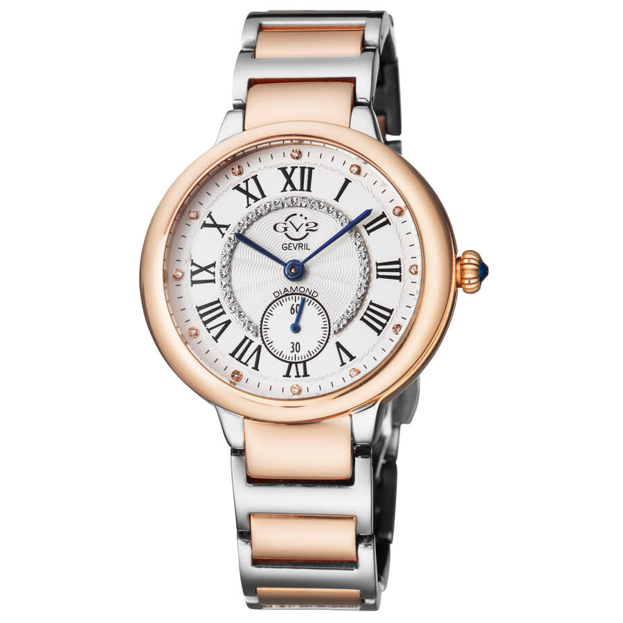 GV2 by Gevril Rome Quartz Diamond White Dial Ladies Watch 12204B