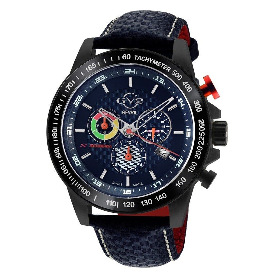 GV2 by Gevril Scuderia Chronograph Tachymeter Blue Dial Men's Watch 9924