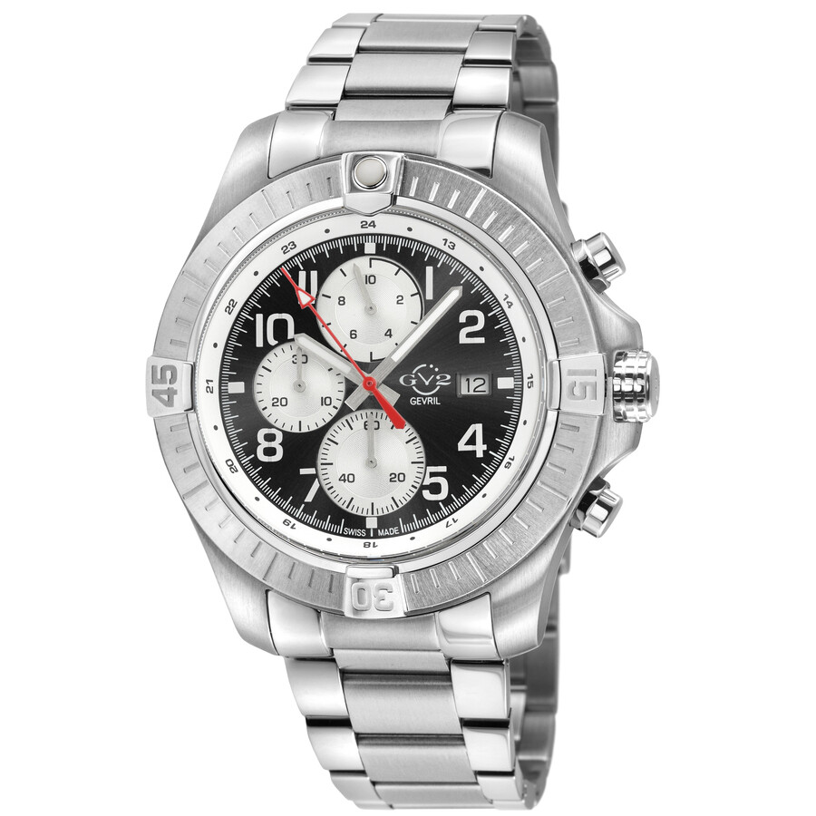 GV2 by Gevril T38 Chronograph Quartz Black Dial Men's Watch 42800B