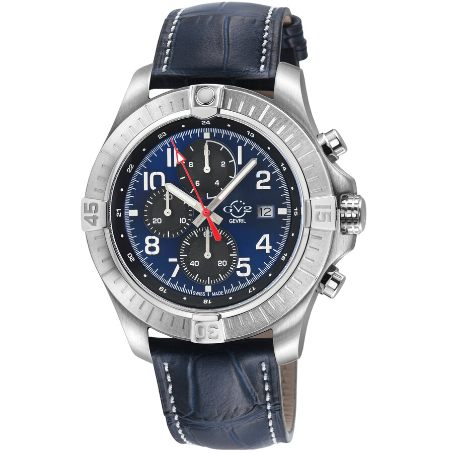GV2 by Gevril T38 Chronograph Quartz Blue Dial Men's Watch 42805