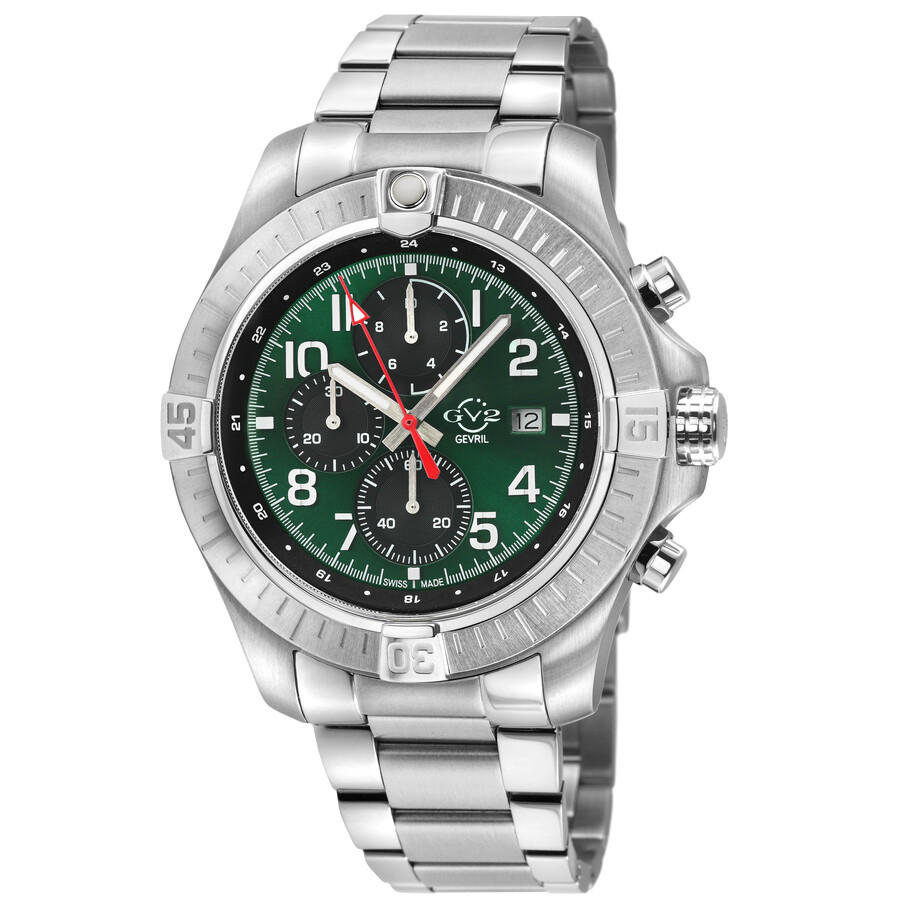 GV2 by Gevril T38 Chronograph Quartz Green Dial Men's Watch 42802B