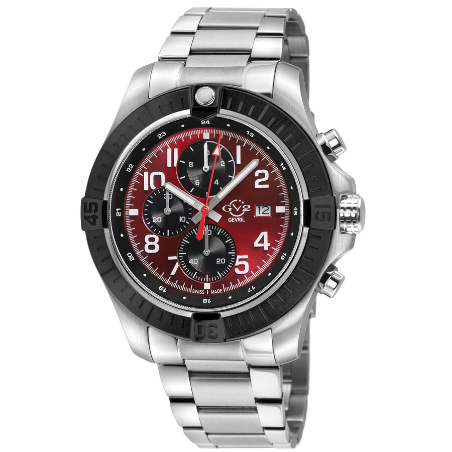 GV2 by Gevril T38 Chronograph Quartz Red Dial Men's Watch 42807B