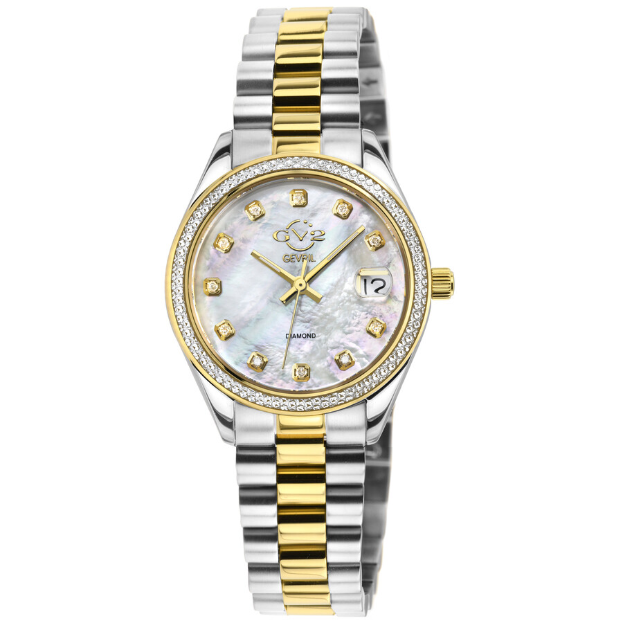 GV2 by Gevril Turin Diamond Mother of Pearl Dial Ladies Watch 12424B
