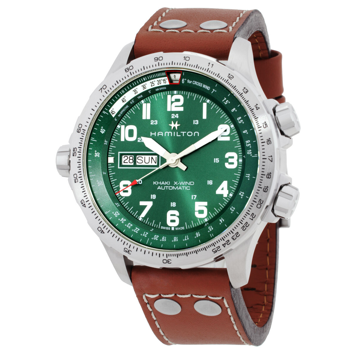 Hamilton Khaki Aviation X-Wind Lefty Automatic Green Dial Men's Watch H77735560