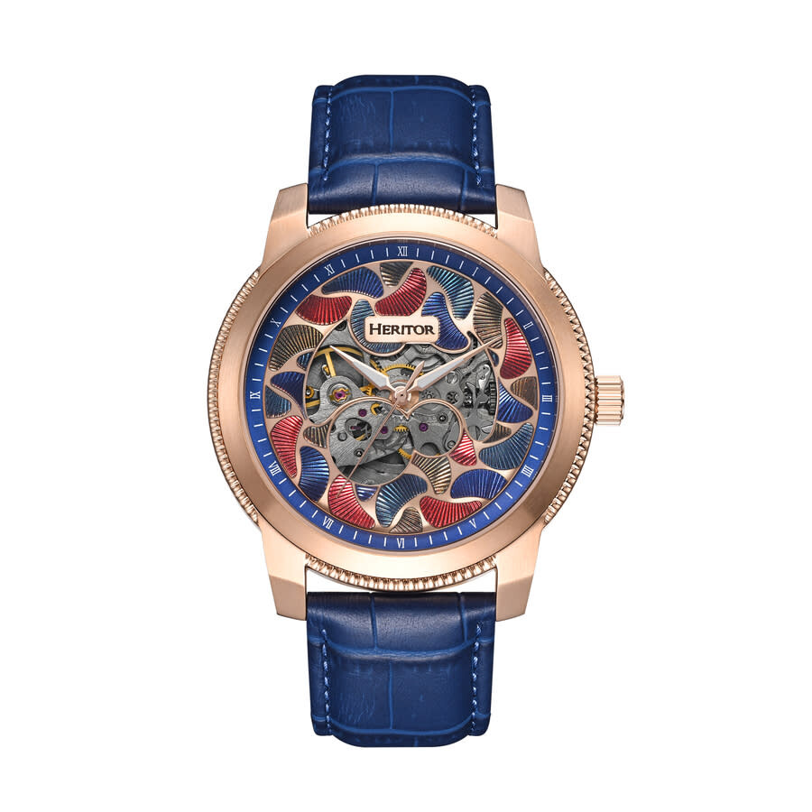 Heritor Emmanuel Automatic Blue Dial Men's Watch HERHS3704