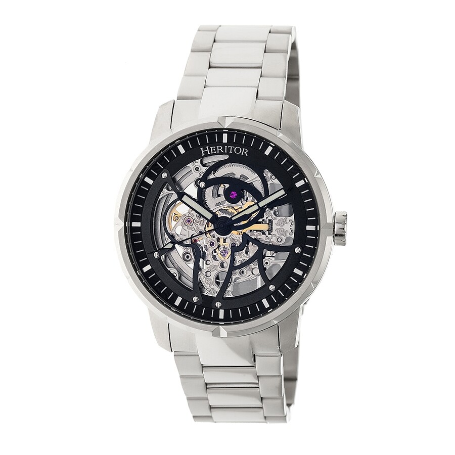 Heritor Ryder Automatic Black Skeleton Dial Men's Watch HR4608