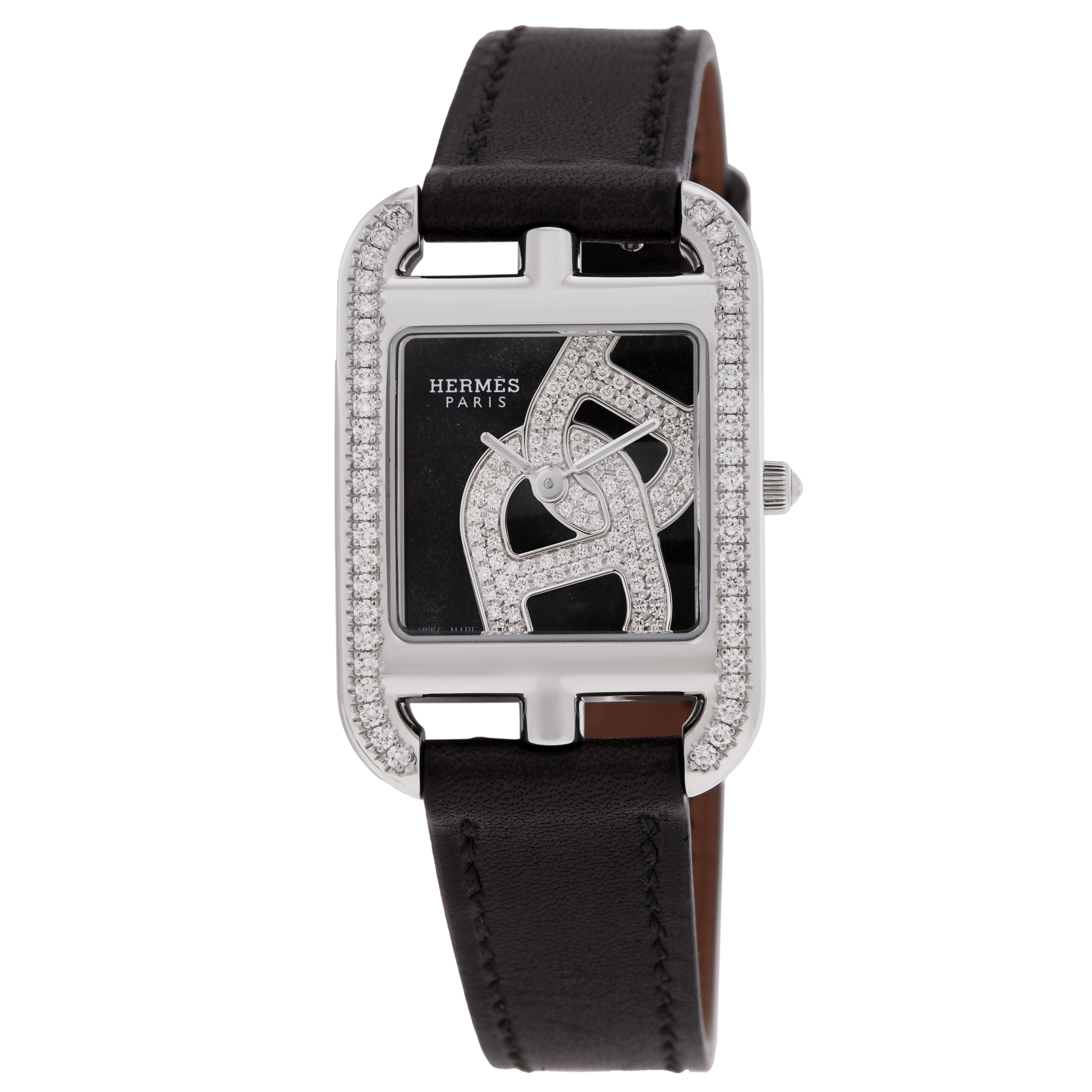 Hermes Cape Cod Quartz Diamond Black Dial Watch 054720WW00