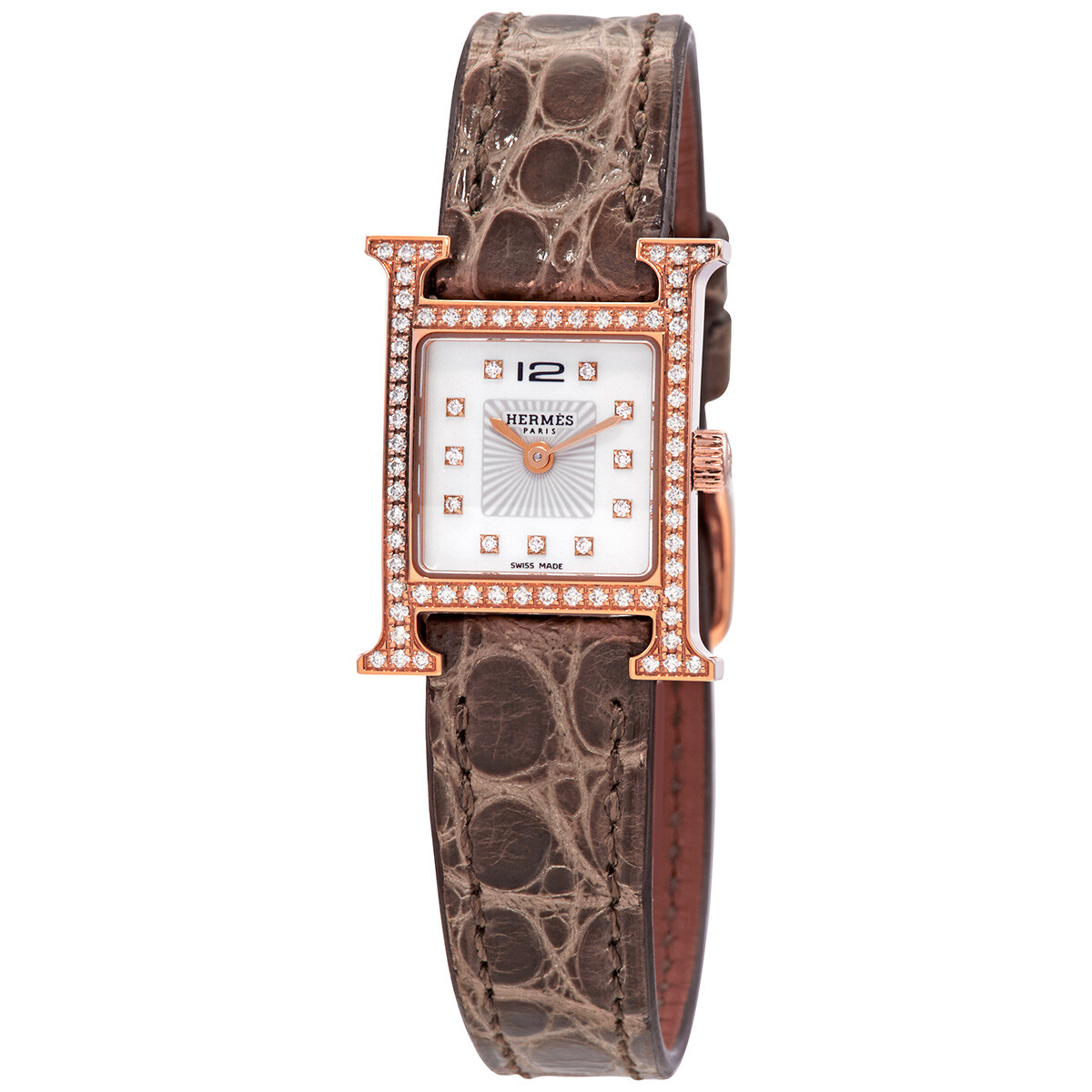 Hermes Quartz Diamond Silver Dial Ladies Watch 041670WW00