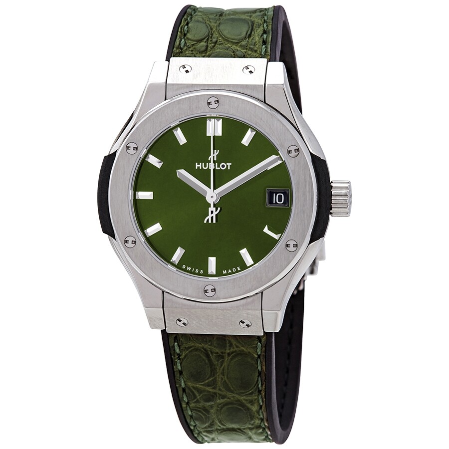 Hublot Classic Fusion Quartz Green Dial Ladies Watch 581.NX.8970.LR