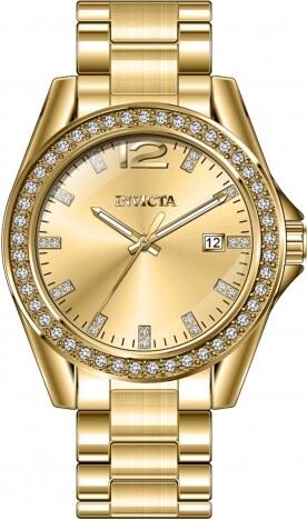 Invicta Angel Quartz Crystal Gold Dial Ladies Watch 49847