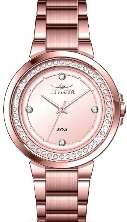 Invicta Angel Quartz Crystal Rose Gold Dial Ladies Watch 50167
