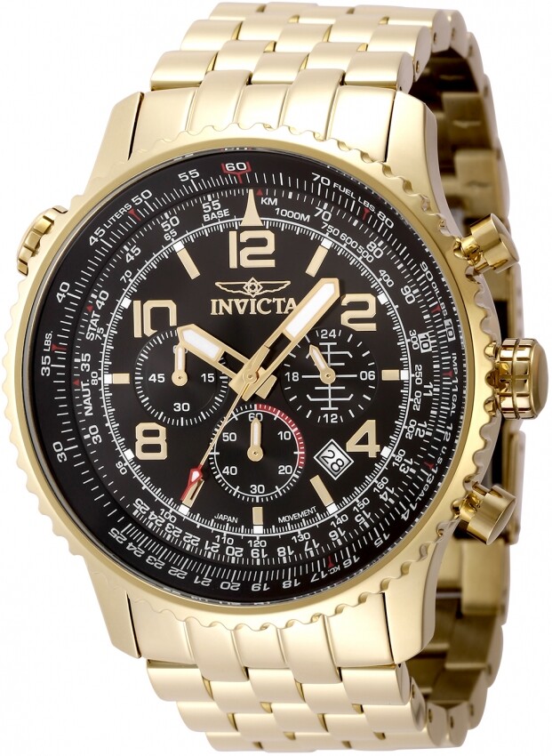 Invicta Aviator Chronograph GMT Quartz Black Dial Men's Watch 49082