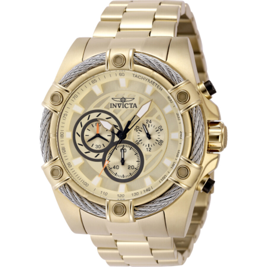 Invicta Bolt Chronograph GMT Quartz Gold Dial Men's Watch 48866