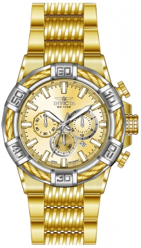 Invicta Bolt Chronograph GMT Quartz Gold Dial Men's Watch 49906