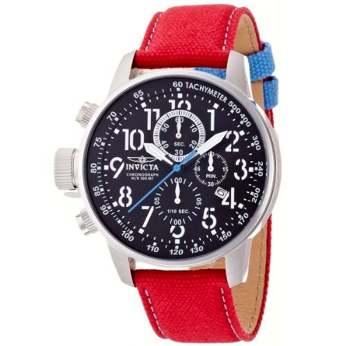 Invicta Force Lefty Chronograph Black Dial Red Nylon Lefty Men's Watch 12070