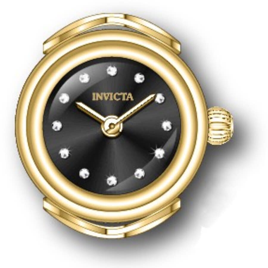Invicta Mini Angel Quartz Crystal Black Dial Ladies Ring Watch 44482