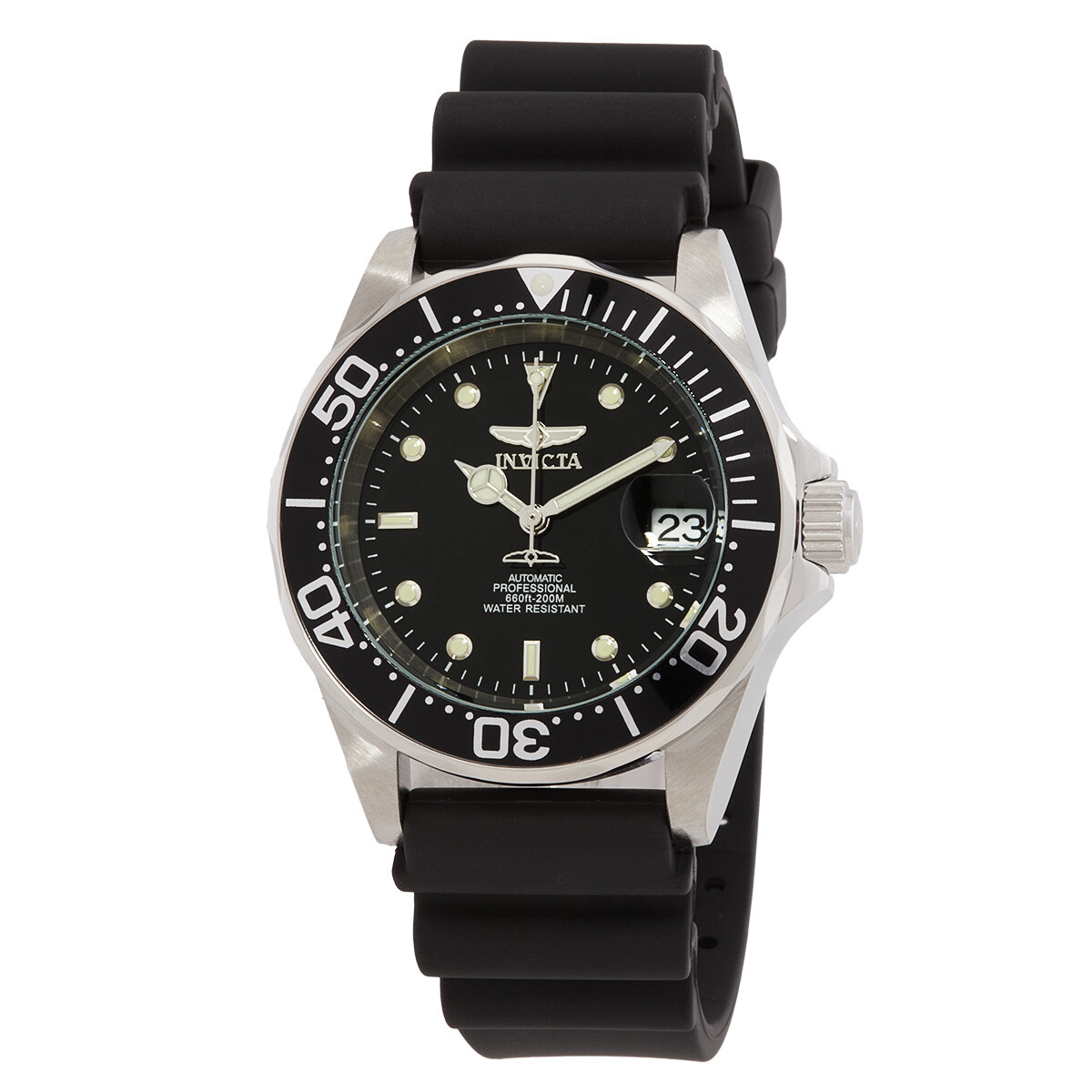 Invicta Pro Diver Automatic Steel Black Rubber Men's Watch 9110